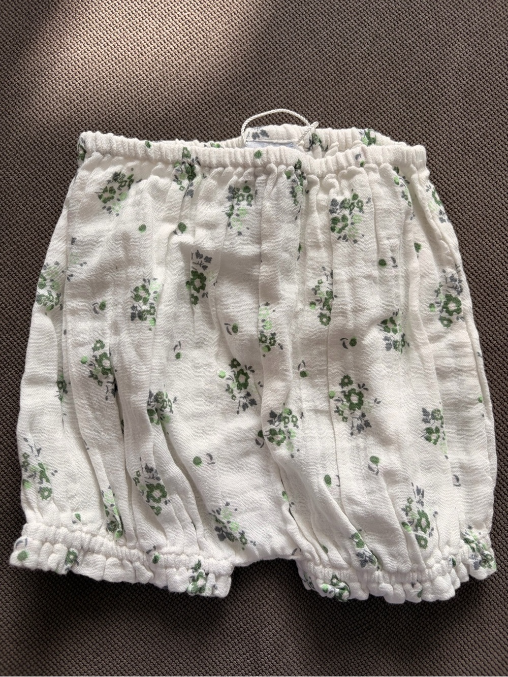Petit Bateau White Bloomers with Green Floral Print